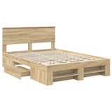 Bed Frame Sonoma Oak 140 x 200 cm Engineered Wood 3408762
