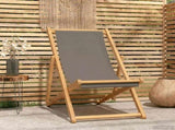Beach Chair Taupe Solid Teak Wood 42032662