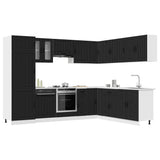 14 Piece Kitchen Cabinet Set "Lucca" Black Engineered Wood 3314982