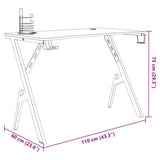 Gaming Desk with Y Shape Legs Black 110x60x75 cm 325406
