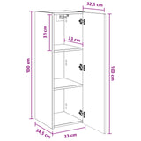 Wall-mounted Bathroom Cabinet Smoked Oak 33 x 34.5 x 100 cm 890657