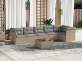 7 Piece Garden Sofa Set with Cushions Beige Poly Rattan 3217669