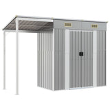 Garden Shed with Extended Roof Light Grey 277x107x181 cm Steel 364525