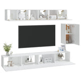 6 Piece TV Cabinet Set White Engineered Wood 3114614