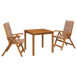 3-Piece Garden Dining Set Natural Solid Acacia Wood 3434593