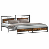 Metal Bed Frame without Mattress Smoked Oak 200x200 cm 3325112