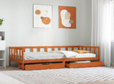 Daybed with Headboard 3 pcs Wax Brown Solid Pine Wood 3422729
