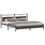 Metal Bed Frame without Mattress Brown Oak 193x201 cm 3325129