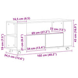 TV Cabinet with Wheels Black Oak 102x34.5x43 cm Engineered Wood 862479
