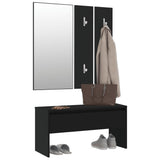 Hallway Furniture Set Black Engineered Wood 833512