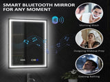 50 x 70 cm Anti-Fog LED Bathroom Mirror, with Bluetooth and Clock - Silver Tone T3398P328148