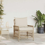 Garden Chair with Cushion Beige 73 x 61 x 77 cm Poly Rattan 42006221