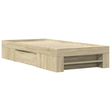 Bed Frame without Mattress Sonoma Oak 100x200 cm Engineered Wood 3295487
