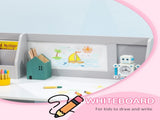 Kids Table and Chair Set w/ Whiteboard - Grey T3398P347716