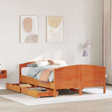 Bed Frame without Mattress Wax Brown 135x190 cm Double Solid Wood Pine 3301799