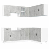 ZNTS 11 Piece Kitchen Cabinet Set Porto Concrete Grey Engineered Wood 3314965