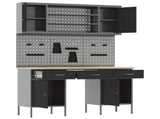 Work Cabinet 7 pcs Black and Grey Engineered Wood and Steel 3321454