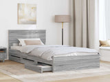 Bed Frame with Drawer Grey Sonoma 90 x 190 cm Engineer Wood 3410754