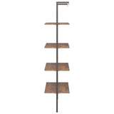 4-Tier Leaning Shelf Dark Brown and Black 64x35x152.5 cm 336383