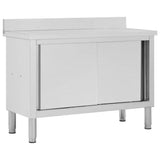 Work Table with Sliding Doors 120x50x cm Stainless Steel 51051