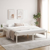 Bed Frame White Solid pine wood, Plywood Super King Bed Frame 810630