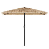 Garden Parasol with LEDs and Steel Pole Brown 300x200x250 cm 4005118