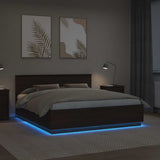 Bed Frame with Headboard Brown Oak 200 x 200 cm Engineered Wood 3408046