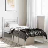 Metal Bed Frame without Mattress with Headboard White 75x190cm 374378