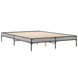 ZNTS Bed Frame Grey Sonoma 160x200 cm Engineered Wood and Metal 845009