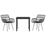 Garden Dining Set 3 pcs Black Powder-Coated Steel 3379184