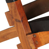 Folding Relaxing Chair Black Real Leather 246364