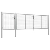 Garden Gate Steel 400x75 cm Silver 144346
