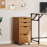 Rolling Cabinet with Drawers MOSS Honey Brown Solid Wood Pine 355903