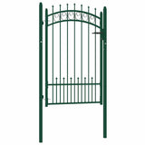 Fence Gate EMMEN with Spikes Steel 104x117 cm Green 146385