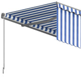 Manual Retractable Awning with Blind 3x2.5m Blue&White 3069376