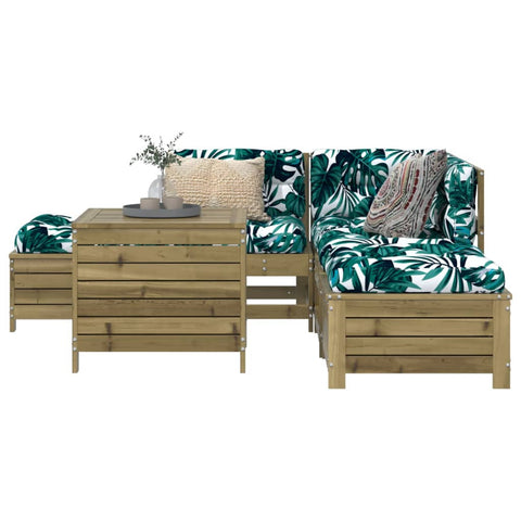 ZNTS 6 Piece Garden Sofa Set Impregnated Wood Pine 3250699