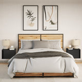 Wall-mounted Bedside Cabinets with LED Lights 2 pcs Black 852092