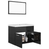 ZNTS Bathroom Furniture Set High Gloss Black Engineered Wood 3070872