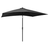 Garden Parasol with LEDs and Steel Pole Anthracite 2x3 m 313788