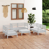 7 Piece Garden Lounge Set White Solid Pinewood 3082588