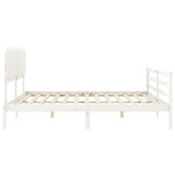 Bed Frame without Mattress White 200x200 cm Solid Wood 3195307
