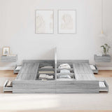 Storage Bed Frame Grey Sonoma 200 x 200 cm Engineered Wood 3335266