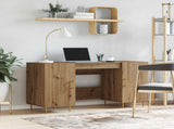 Desk with Shelf Artisan oak 140 x 50 x 75 cm Engineered wood 879526
