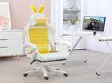 Racing Gaming Chair, Reclining PU Leather Computer Chair with Removable Rabbit Ears, Footrest, T3398P329918