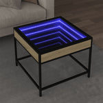 ZNTS Coffee Table with Infinity LED Sonoma Oak 50x50x41 cm 847678