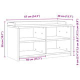 ZNTS Hallway Bench SANDNES White 87x40x50 cm Solid Wood Pine 4010459