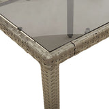 Garden Table with Glass Top Grey 90x90x75 cm Poly Rattan 365526