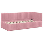 Corner Bed Frame with Headboard Pink 90 x 200 cm Velvet 42016269