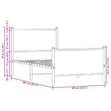 Metal Bed Frame without Mattress Smoked Oak 80x200 cm 4007676