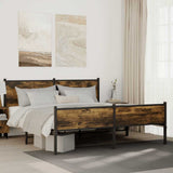 Metal Bed Frame without Mattress Smoked Oak 160x200 cm 3301386